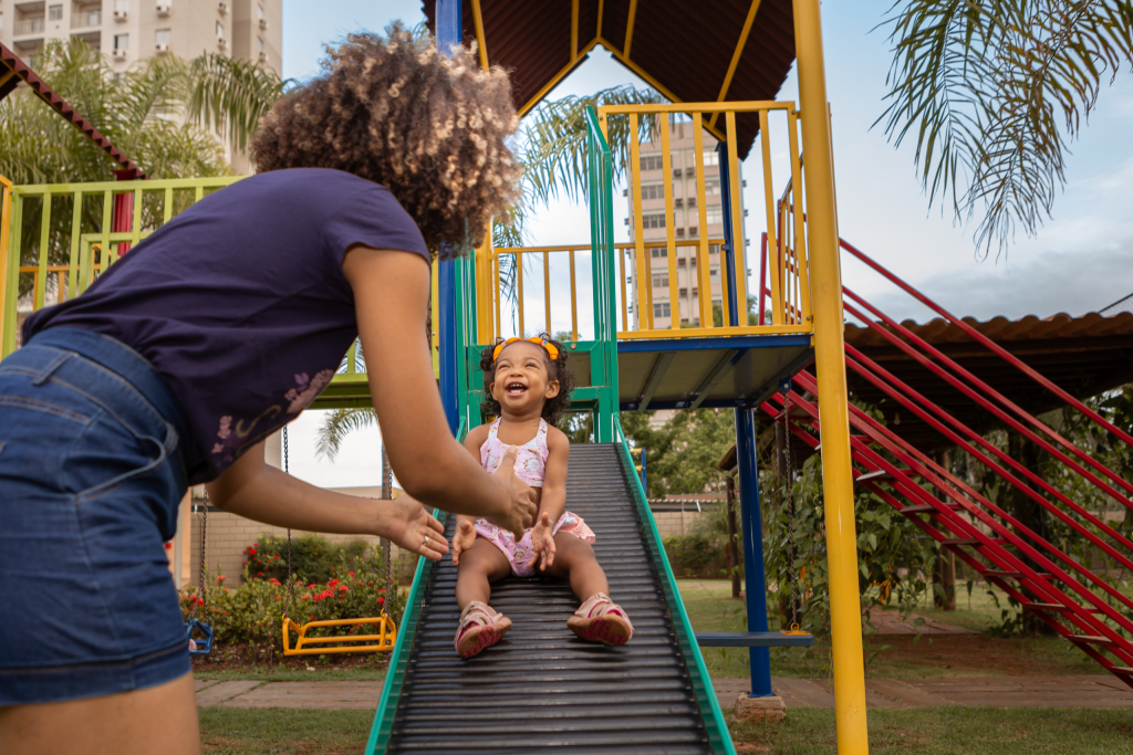 child on slide